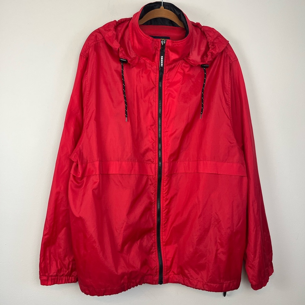 Vintage Eddie Bauer EBTEK Windbreaker Jacket Hooded Men’s Large Red Nylon